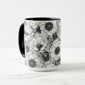 Anemonengarten in Schwarzweiß Tasse (Vorderseite Links)