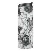 Anemonengarten in Schwarzweiß Thermosbecher (Nach links gedreht)