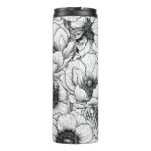 Anemonengarten in Schwarzweiß Thermosbecher (Rückseite)