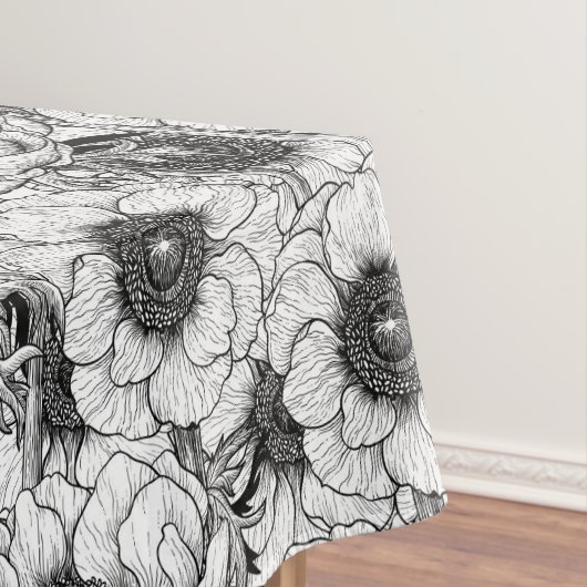 Anemonengarten in Schwarzweiß Tischdecke (Beispiel)