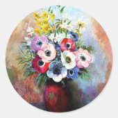 Anemones, berühmtes Gemälde von Odilon Redon Runder Aufkleber (Vorderseite)