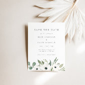 Anemones & Dusty Eukalyptus Save the Date Karte