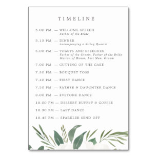 Anemones & Eukalyptus Wedding Timeline & Tischnummer