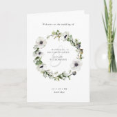 Anemones Floral Wreath Winter Faltding Hochzeit Programm (Vorderseite)
