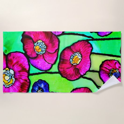 Anemones Glaskunst Strandtuch (Vorderseite)