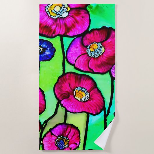 Anemones Glaskunst Strandtuch (Vorderseite)