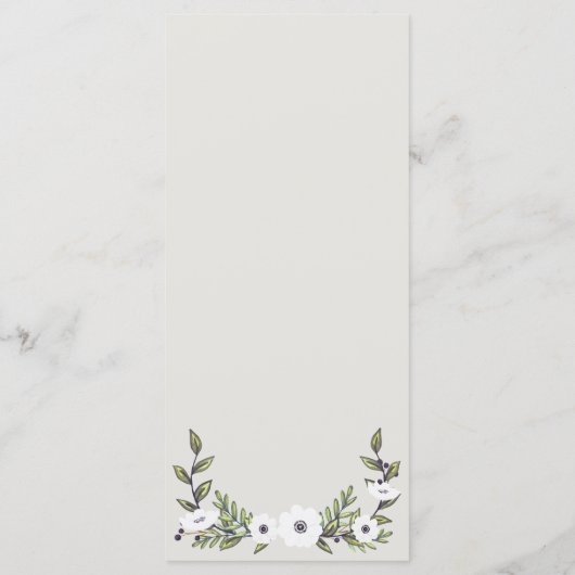 Anemones-Hochzeitsprogramm Programm (Rückseite)