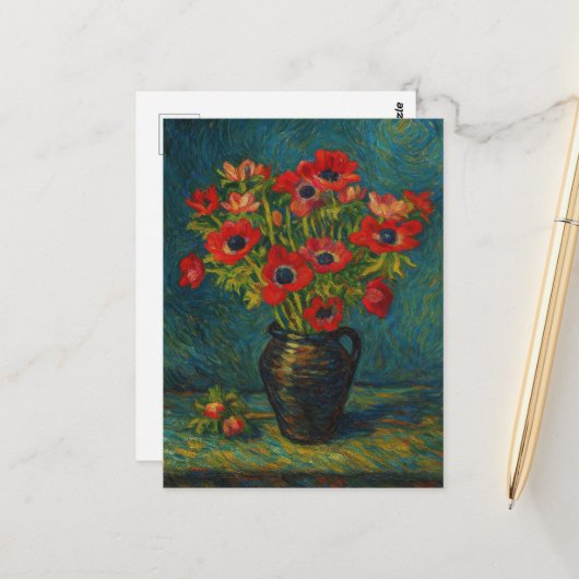 Anemones Postkarte (Vorderseite/Rückseite Beispiel)