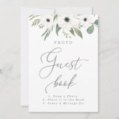 Anemones Sage & Dusty Eukalyptus Gästebuchsignatur Einladung (Vorderseite)