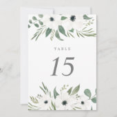 Anemones Sage & Dusty Eukalyptus Tischnummer (Vorderseite)