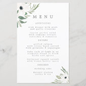Anemones Sage & Dusty Eukalyptus Wedding Menu (Vorderseite)