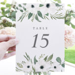 Anemones Sage & Dusty Eukalyptus Wedding Tischnummer<br><div class="desc">Helfen Sie Ihren Gästen mit diesen doppelseitigen Tischnummern den Weg zu finden. Das Design besticht durch einen Blumenstrauß, Eukalyptus, Salbei und Anemonen, die speziell für die "Evergreen Garden" Wedding Invitation Collection gezeichnet wurden. Klicken Sie auf den Link Sammlung auf dieser Seite, um alle passenden Elemente in diesem schönen Design zu...</div>