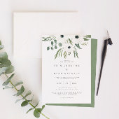 Anemones Sage & Dusty Green Eucalyptus Wedding Einladung