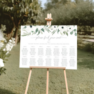 Anemones Sage & Eukalyptus Wedding Charts Poster