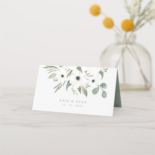 Anemones Sage & Eukalyptus Wedding Table Platzkarte (Rückseite)