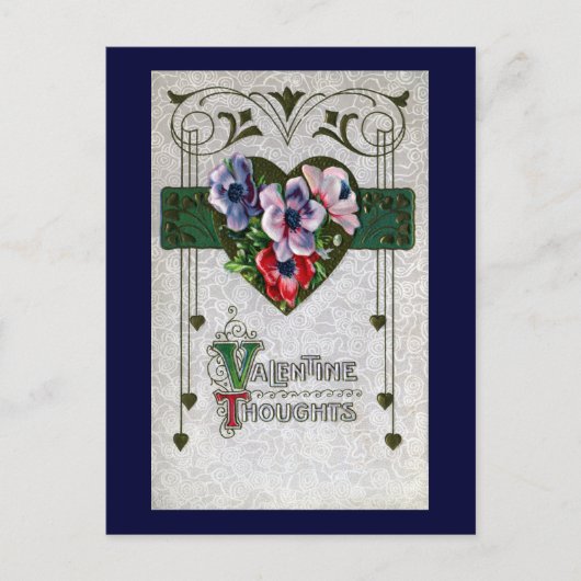 Anemones Vintage Valentine Feiertagspostkarte (Vorderseite)