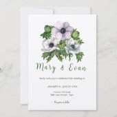 Anemonische Blume sind lila-graue Hochzeit Einladung (Vorderseite)