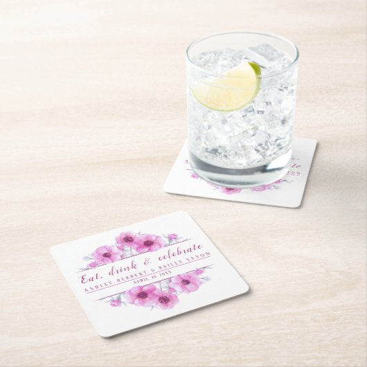 Anemonrosa Blume feiern Untersetzer (Vor Ort)