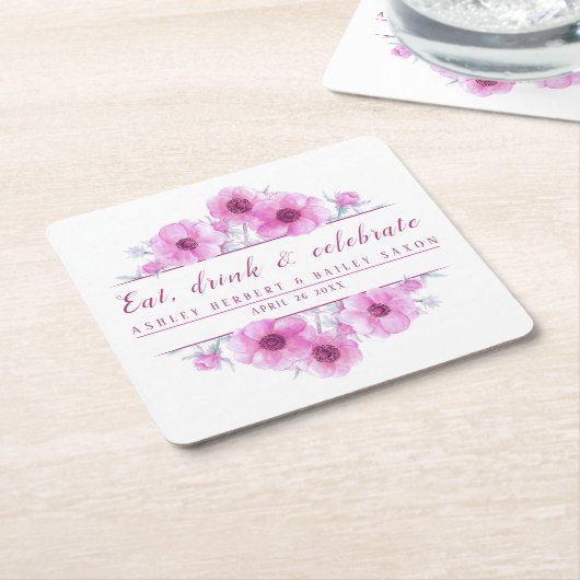 Anemonrosa Blume feiern Untersetzer (angewinkelt)