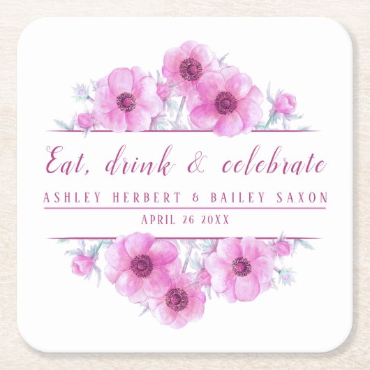 Anemonrosa Blume feiern Untersetzer (Vorderseite)