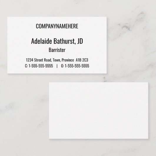 Anerkannte, Berufliche Anwaltskarte Visitenkarte (Vorne/Hinten)