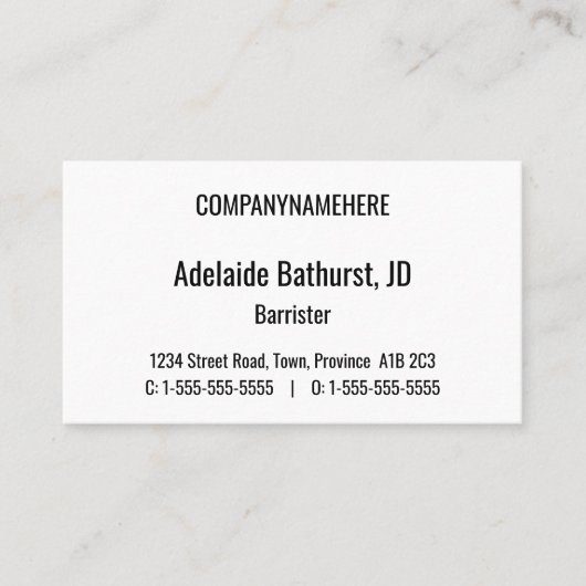 Anerkannte, Berufliche Anwaltskarte Visitenkarte (Vorderseite)