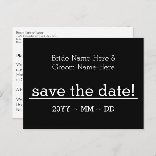 Anerkennbar "Save the Date"! Postkarte (Vorne/Hinten)