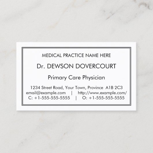 Anerkennbare, bescheidene Visitenkarte (Vorderseite)