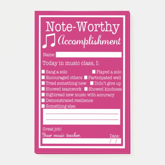 Anerkennung von Musikschulen Post-it Klebezettel (Vorderseite)