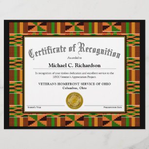 Anerkennungszeugnis afrikanischer Kente Tuch K47