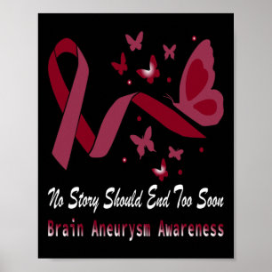 Aneurysm Awareness Butterfly Burgundy Ribbon Suppl Poster