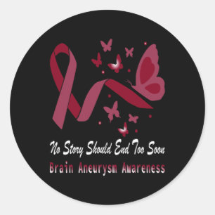Aneurysm Awareness Butterfly Burgundy Ribbon Suppl Runder Aufkleber