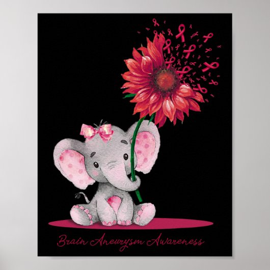 Aneurysm Awareness Niedlich Elephant Sunflower Bur Poster (Vorne)