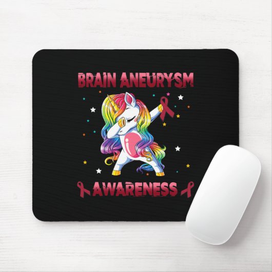 Aneurysm Awareness Unicorn Dabbing Burgundy Ribbon Mousepad (Mit Mouse)
