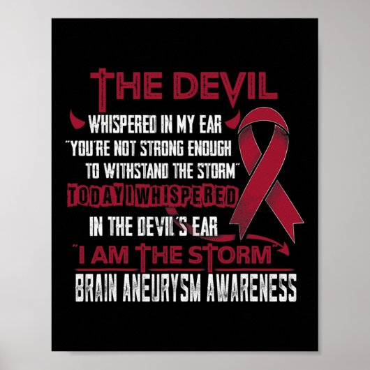 Aneurysma Awareness, dass ich der Sturmteufel bin Poster (Vorne)