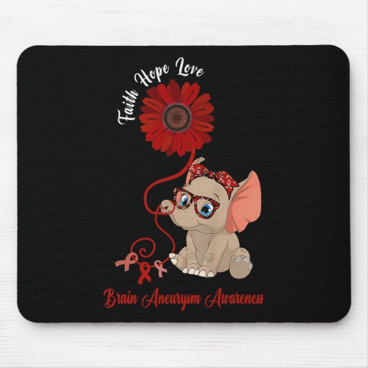 Aneurysma Awareness Elephant Faith Hope Liebe Sunf Mousepad (Vorne)
