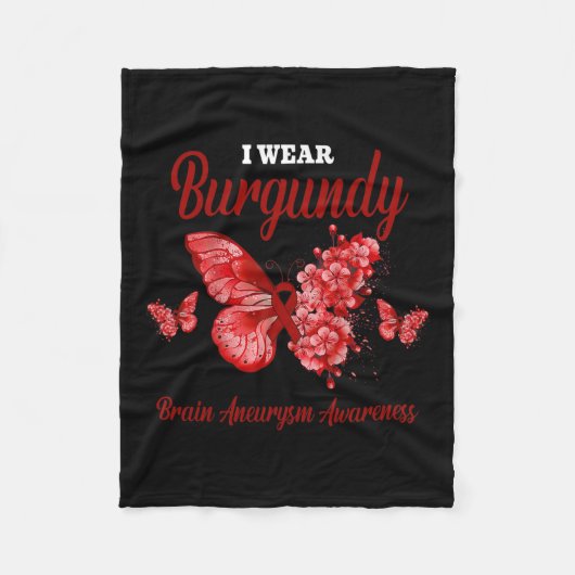Aneurysma Awareness I Wear Burgundy Butterfly Fleecedecke (Vorderseite)