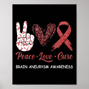 Aneurysma Awareness Peace Liebe Cure Leopard 1 Poster