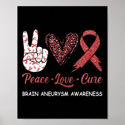 Aneurysma Awareness Peace Liebe Cure Leopard 1 Poster (Vorne)