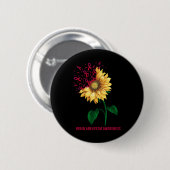 Aneurysma Awareness Sonnenblume Button (Vorne & Hinten)