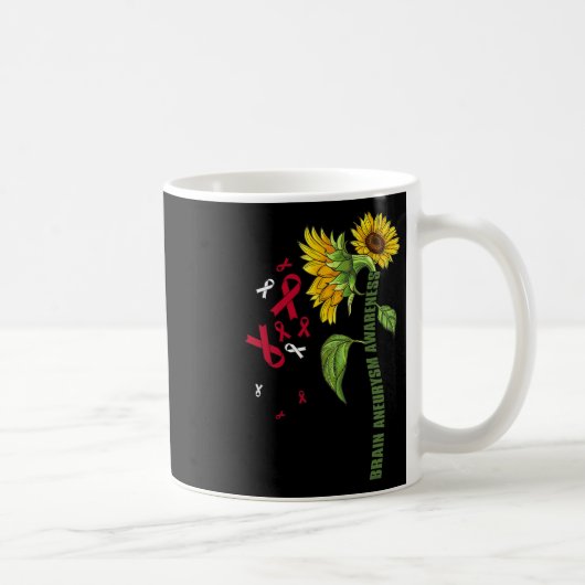 Aneurysma Awareness Sonnenblumen Operation Support Kaffeetasse (Rechts)
