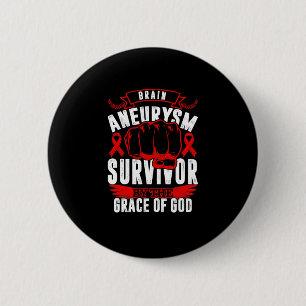 Aneurysma Awarvivor by God Grace Red Ribbo Button