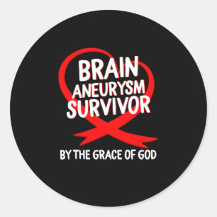 Aneurysma Awarvivor by God Grace Red Ribbo Runder Aufkleber