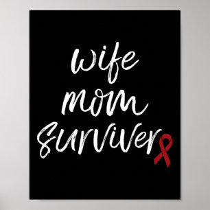 Aneurysma Bewusstsein Burgund Ribbon Ehefrau Mama Poster