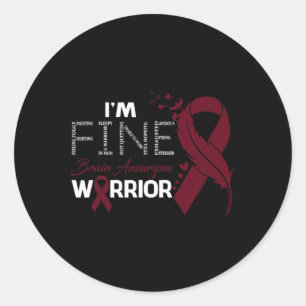 Aneurysma Warrior I'm Fine Feather Runder Aufkleber