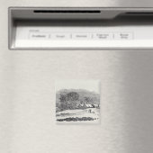 Anfahrt eines Dorfes im Winter Magnet (In Situ (Geschirrspüler))