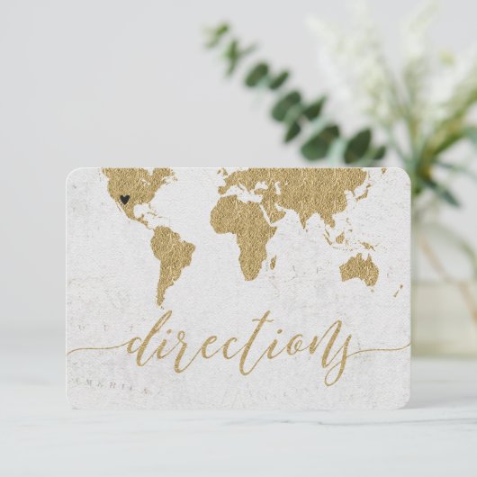 Anfahrtsskizze zur World Map-Hochzeit in Urlaubsor Begleitkarte (Stehend Vorderseite)