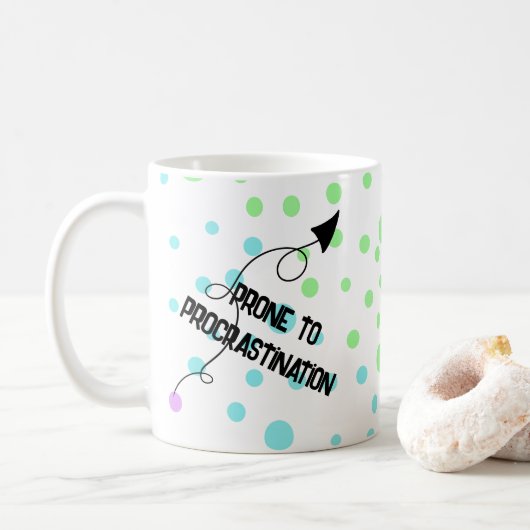 Anfällig für das Aufschieben Rainbow Polka Dot Tas Kaffeetasse (Mit Donut)