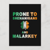 Anfällig für Shenanigans und Malarkey St Patricks Postkarte (Vorderseite)