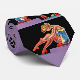 Anfang der 1940er Jahre Reizvoller Pin-up-Girl-Dru Krawatte